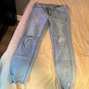 Women's Light Blue Distressed Jeans-